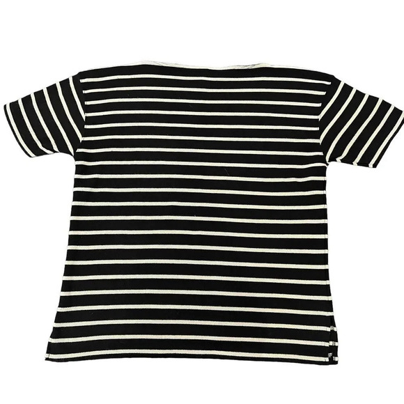 VINTAGE Express Tricot Women's Size Large Striped Short Sleeve Sweater Blouse - Picture 4 of 4